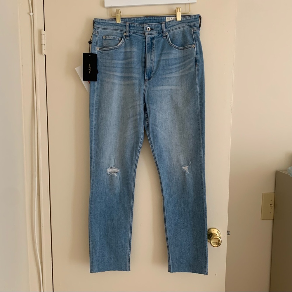 Rag & Bone Nina Distressed High Rise Slim Leg Jeans, Size 30